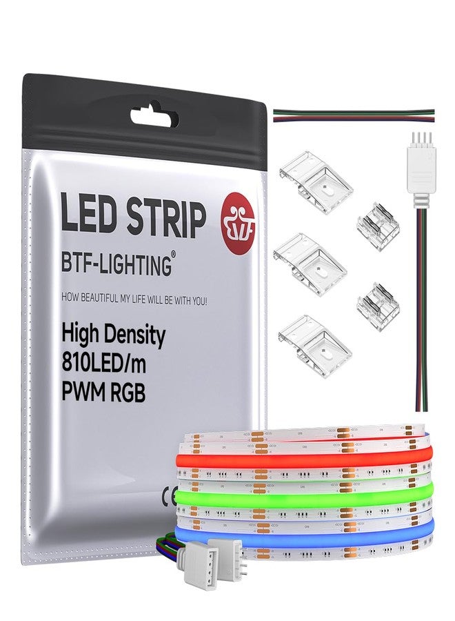 BTF-LIGHTING شريط إضاءة LED من نوع BTF-LIGHTING FCOB COB RGB، 810 مصباح LED/متر، 9.8 قدم، يعمل بجهد 12 فولت تيار مستمر، متغير اللون، مرن، عالي الكثافة، إضاءة موحدة، عرض 10 مم، مناسب لغرف النوم والديكورات الداخلية للمنزل (بدون محول أو وحدة تحكم). - Image 1